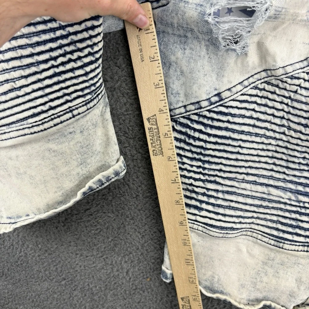 GS-115 Shorts Men 32 (32x12) Acid Washed Textured Denim Distressed Y2k Moto Jort
